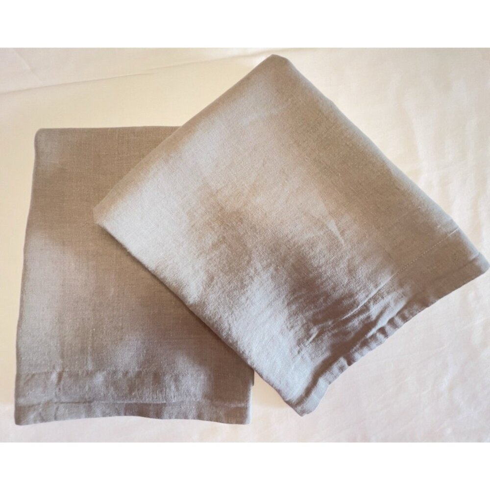 RESTORATION HARDWARE Pillow Sham Stonewashed Belgian Linen Gray Pair Luxury Bed - Picture 4 of 12